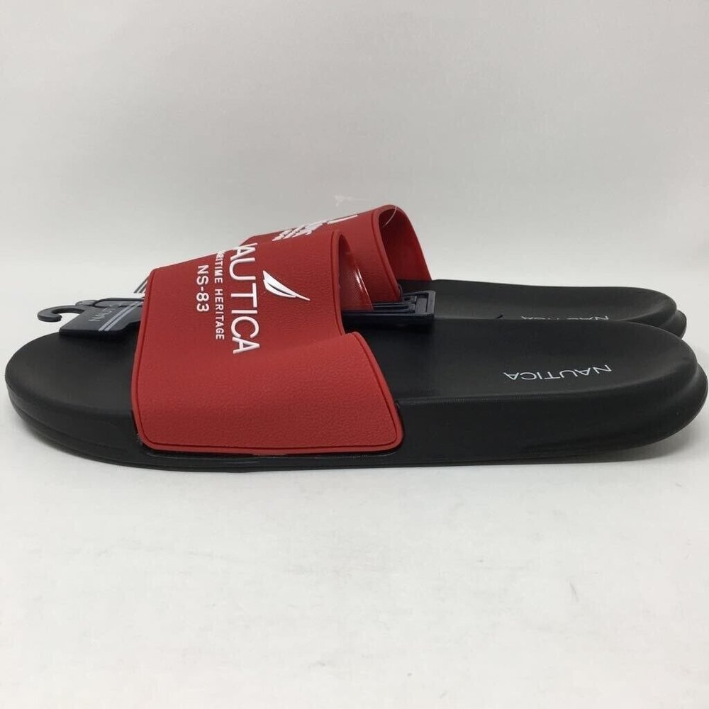 Nautica Mens Porter Slide Sandals Red Black Slip Ons 10 EUR 43 New - Picture 4 of 9